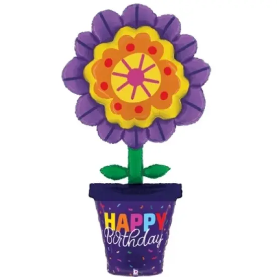 LoonBalloon 63 Inch Giant Flower Pot Birthday Balloon with 4 latex balloons- Festive & Unique image {1}