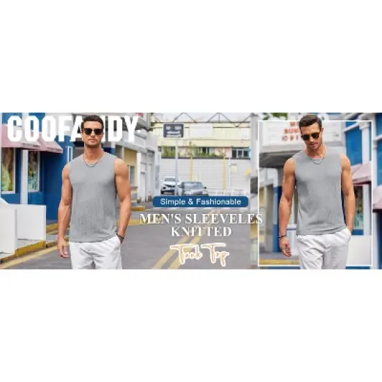 COOFANDY Men's Casual Tank Tops 1 PC&2PC Knit Sleeveless Lightweight Tee Muscle Basic T Shirts S-XXL image {5}
