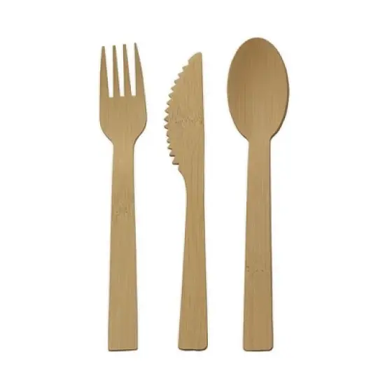 International Silver 72 Piece Flatware Set | Let's Eat Collection | Bamboo Disposable Cutlery Set | BPA-Free, Eco-Friendly, Biodegradable, Compostable image {4}
