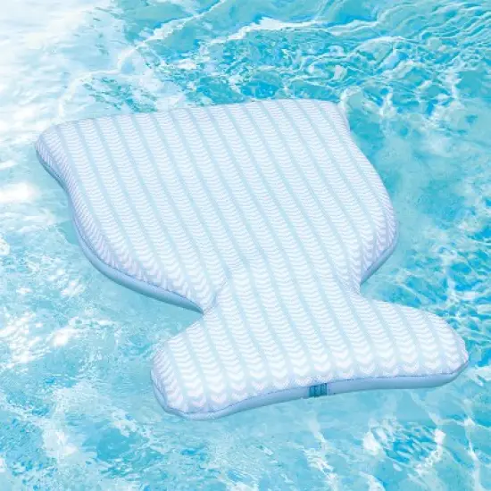 COMFY FLOATS 91525 VM Single Person Foam Insert Upright PVC Vinyl Saddle Chair Style Lounge Hands Free Pool Float, Blue w/ Chevron Pattern image {1}