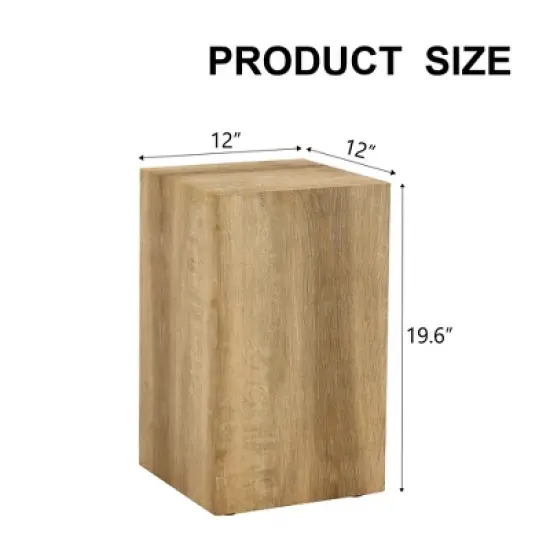 Syemin Patio End Tables, Faux Wood Design Coffee Table for Living Room, Patio, Bedroom, Brown, 12"*12"*19.6" image {1}