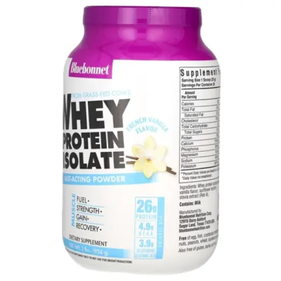 Bluebonnet Nutrition Whey Protein Isolate, French Vanilla, 2 lbs (924 g) image {3}