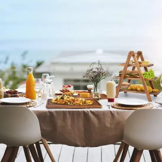 Attop 3 Tier Serving Tray Three Tiered Serving Stand, Rectangle Serving Platter Wooden Farmhouse Tiered Tray image {3}