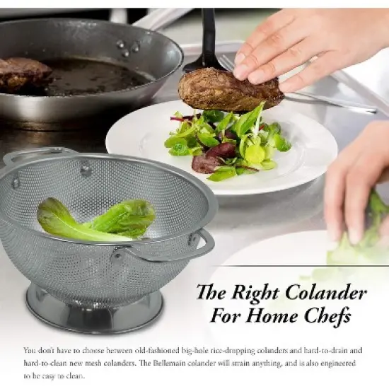Bellemain 3-Quart Stainless Steel Colander &ndash; Durable Kitchen Strainer for Pasta, Fruits, Vegetables & More image {2}