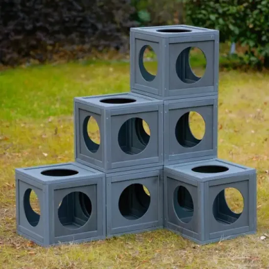 Catio Outdoor Cat Enclosure, 68.9"H Wooden Cat Playen Catio with 2 Jumping Platforms & 7 Napping Houses, Feral Animal Shelter for Multiple Cat image {3}