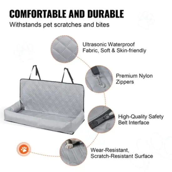 VEVOR Dog Car Seat, Waterproof Dog Booster Seat for Car, Pet Car Seat with Clip-On Safety Leash, PP Cotton Filling, Dog Car Bed image {3}