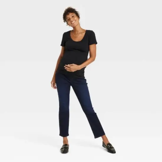 Over Belly Ankle Bootcut Maternity Pants - Isabel Maternity by Ingrid & Isabel&trade; Dark Wash image {2}