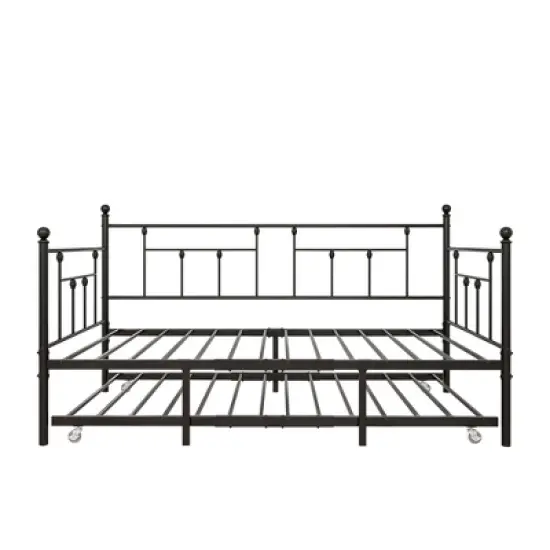 Twin Size Daybed Metal Frame with Trundle Set, Twin Day Bed Sofa, Daybed and Roll Sofa Bed for Guest Room, Bedroom, Living Room, Victorian Style image {14}