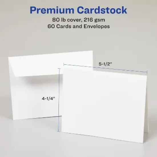 Avery Printable Note Cards with Envelopes, 4.25" x 5.5", White, 60 Blank Note Cards for Laser Printers (5315) image {4}