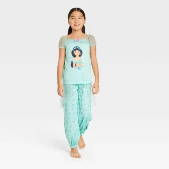 Girls' Disney Princess Jasmine 2pc Fantasy Pajama Jumpsuit - Green image {3}
