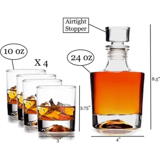 Bezrat Whiskey Decanter & 4 Whiskey Glasses Set image {2}