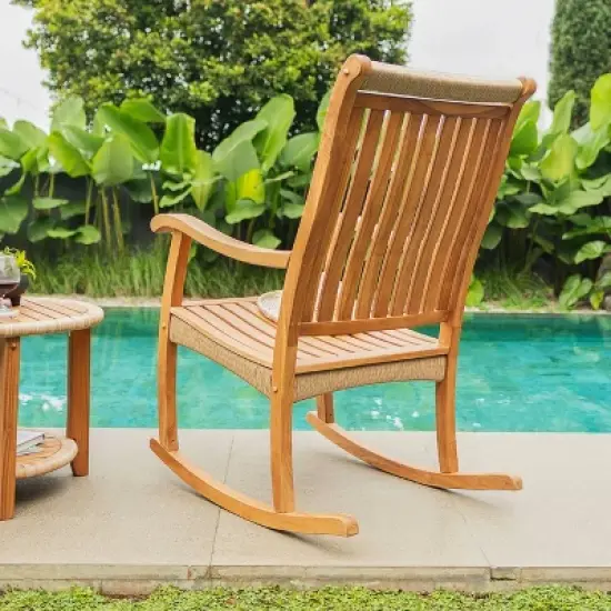 Cambridge Casual 3pc Marrakesh Teak Wood Outdoor Patio Small Spaces Rocker Conversation Set image {4}
