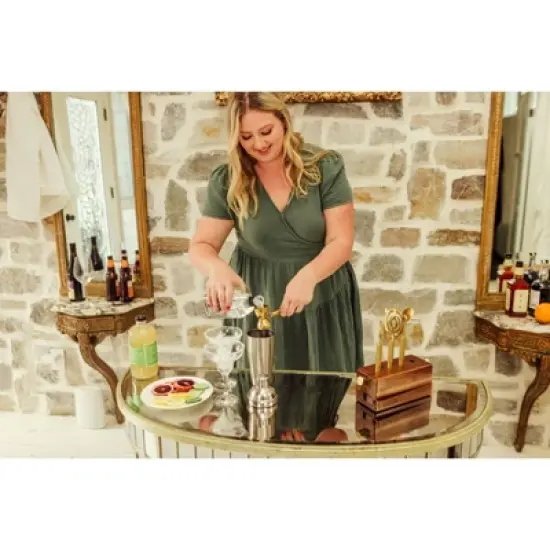 6pc Stainless Steel Sidecar Bar Tool Set - Picnic Time: Barware Set with Storage Case, Brass Plated Finish image {7}