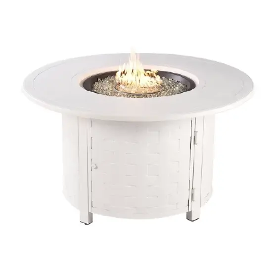 44" Round Aluminum 55000 BTUs Propane Woven Fire Table with 2 Covers - Oakland Living
 image {9}
