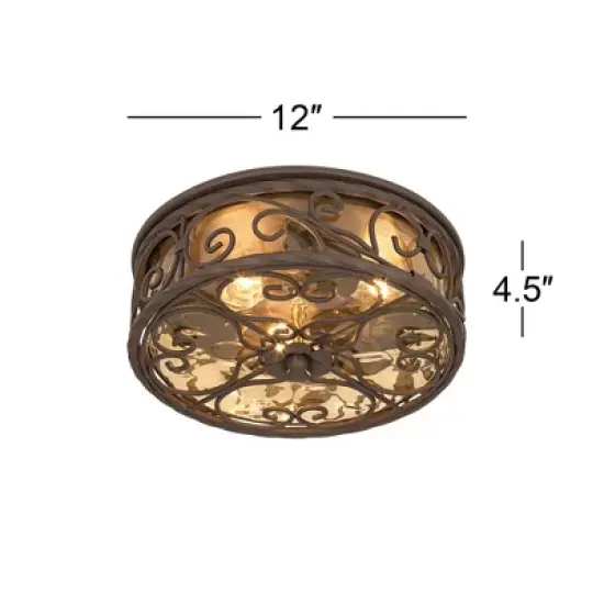 John Timberland Casa Seville Rustic Farmhouse Flush Mount Outdoor Ceiling Light Fixture Dark Walnut 4 1/2" Champagne Water Glass for Post Exterior image {7}
