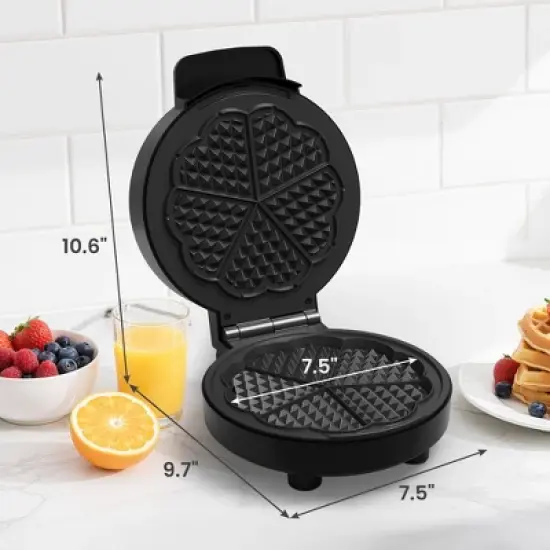 Heynemo Heart Waffle Maker: 5 Heart Shaped Waffle Iron with Adjustable Temperature Control, Nonstick Waffle Machine with Indicator Light image {5}