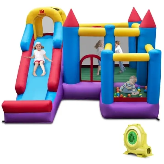 Costway 5-In-1 Inflatable Bounce Castle with Basketball Rim & Climbing Wall image {9}