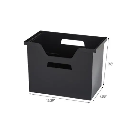 IRIS USA Portable Letter Size Desktop File Box with Open Lid, Side Handles, Hanging File Folders image {5}
