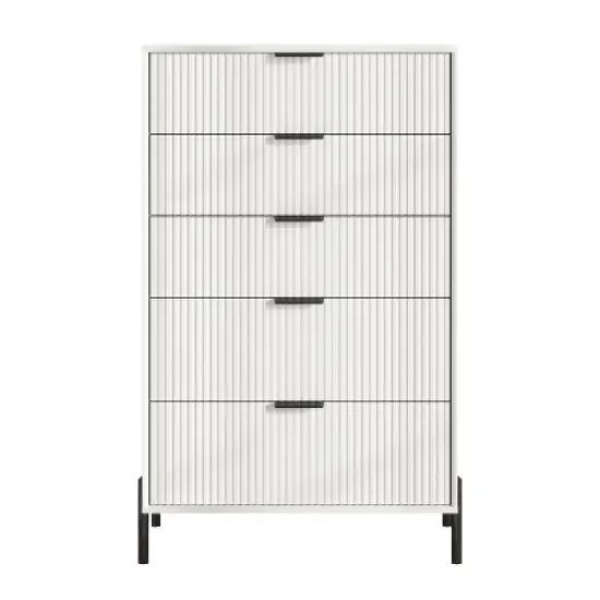 Festivo 3pc Modern Elegance 3 Drawer Nightstands and 5 Drawer Chest Set Off-White image {3}