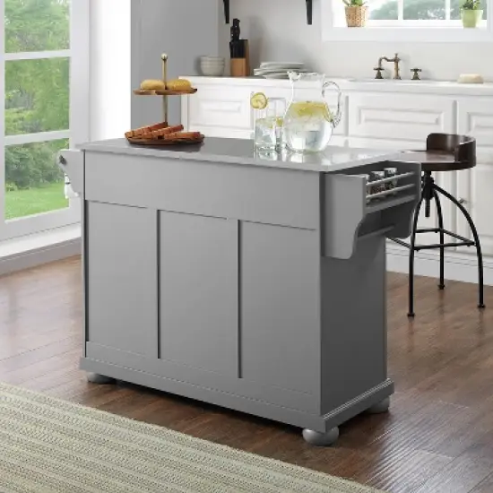 Alexandria Stainless Steel Top Kitchen Island/Cart Gray/Stainless Steel - Crosley image {4}