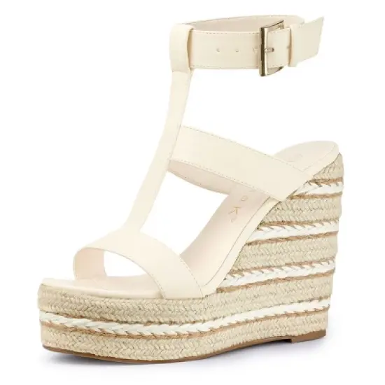Allegra K Women's Espadrille Strappy Platform Wedges Sandals image {6}