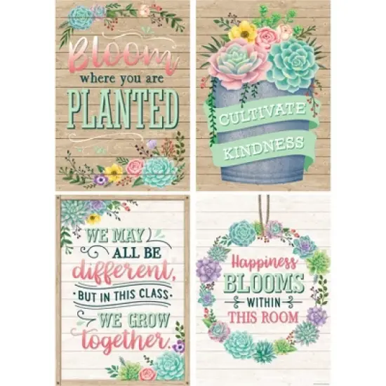 Teacher Created Resources&reg; Rustic Bloom Posters, 13-3/8" x 19", Set of 4 image {3}