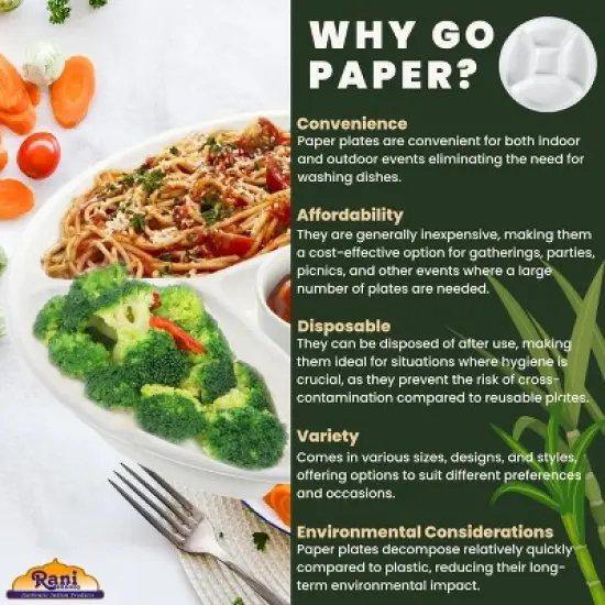 5 Compartment Round Biodegradable Divided Plates - Pack of 1000 - Rani Brand Authentic Indian Products image {5}