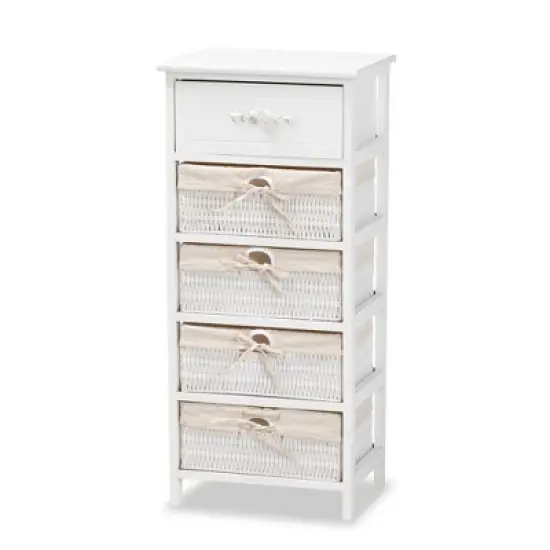 Madelia Wood 1 Drawer Storage Unit White - Baxton Studio image {2}