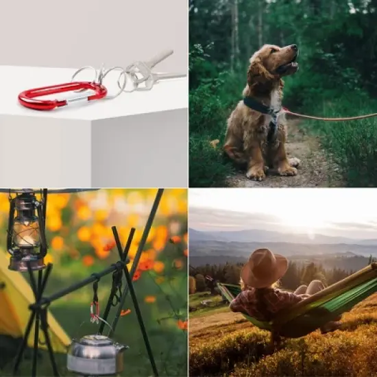 Unique Bargains Aluminum Carabiner Clip Hook with 3 Split Key Ring Chain 2.7" x 1.5" Burgundy 1 Pc image {3}