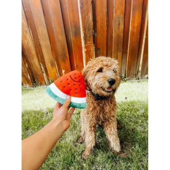 Midlee Smiley Watermelon Squeaker Plush Dog Toy - 5" image {4}