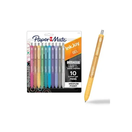 Paper Mate Inkjoy Metallic Retractable Gel Pen Medium Point 0.8mm Assorted Ink 10/Pack (2208638) image {1}