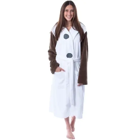 Disney Adult Frozen Snowman Olaf Costume Robe Hooded Bathrobe White image {4}