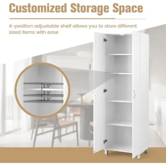 Costway 73.5''Double Door Tall Pantry Cabinet Freestanding Versatile Storage Organizer image {5}