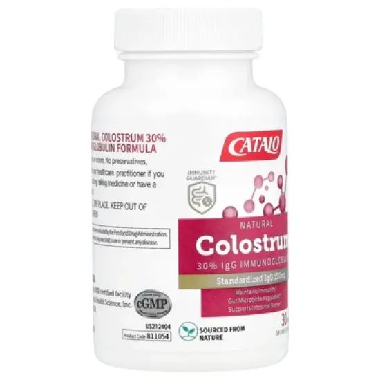 CATALO Natural Colostrum 30% IgG Immunoglobulin, 30 Capsules (500 mg Per Capsule) image {3}