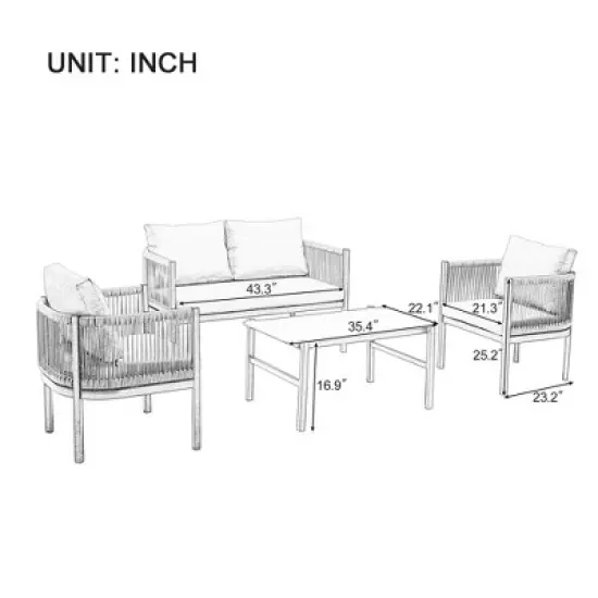 Modular Multi-Person Outdoor Sofa Set with Tempered Glass Table &acirc;&acirc;&sbquo;?Ideal for Garden, Backyard, and Balcony image {9}