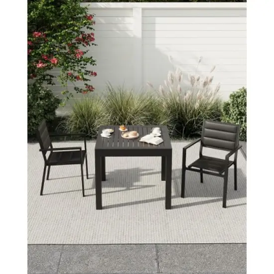 Expandable Patio Table for 4-6 Persons, Extentable Outdoor Dining Table Set 31.5&rdquo;-63&rdquo;, Aluminum Slat Frame, Rectangular image {3}