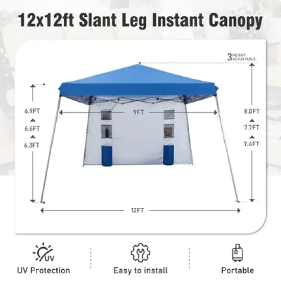 Captiva Designs 12&rsquo; x 12&rsquo; Slant Leg UV Block Sun Shade Canopy with Hardware Kits - Perfect for Outdoor Events image {7}