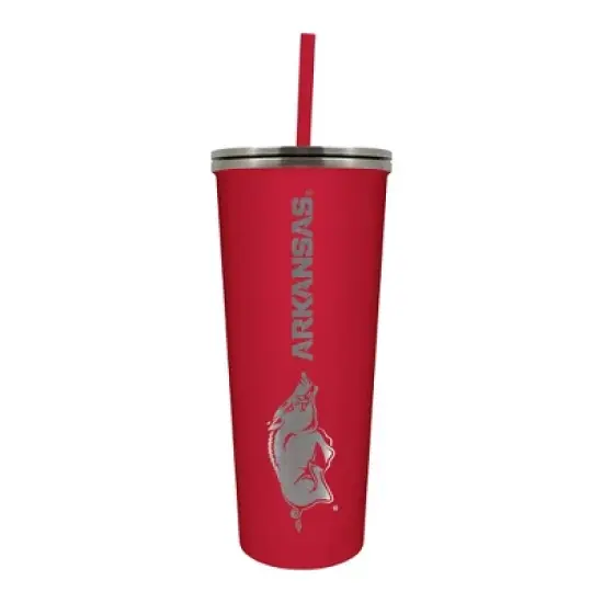 NCAA Arkansas Razorbacks 24oz Skinny Tumbler with Straw image {1}