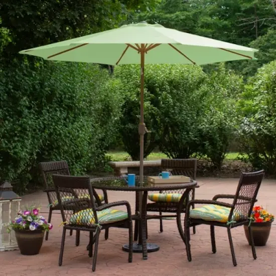 Northlight 9ft Outdoor Patio Market Umbrella with Hand Crank and Tilt, Sage Green image {1}