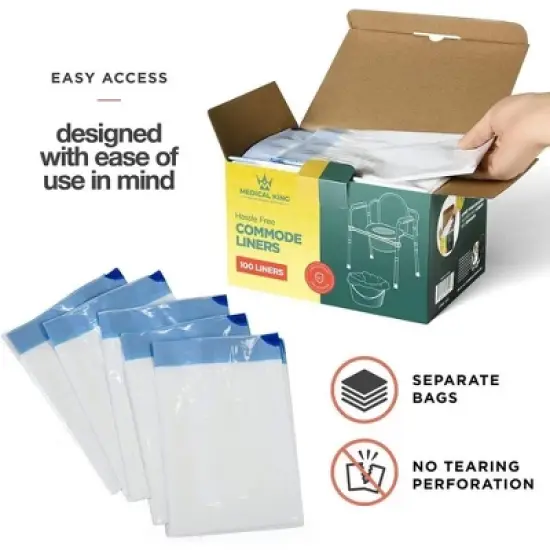Commode Liners 100-Pack Toilet Bags for Adult Commode Chairs, Camp Toilet, Bucket - Leakproof, Hygienic Closure - Universal Fit - MedicalKingusa image {3}