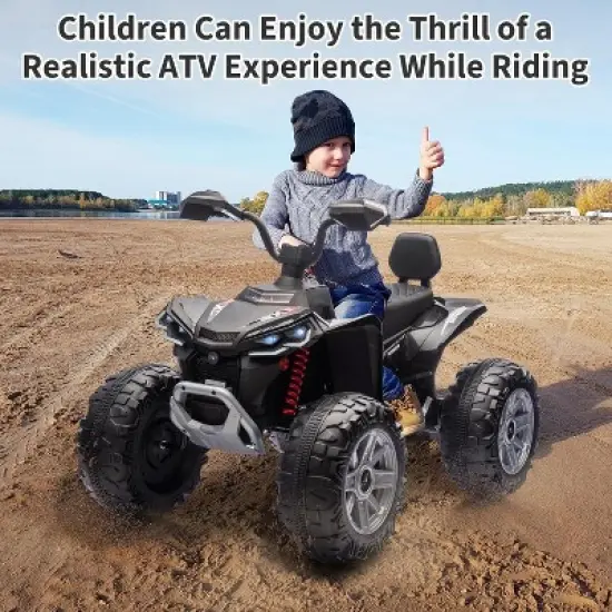 2-Seater Kids ATV Ride-On, 24V Electric Quad 4 Wheeler with 800W Motors, 7Ah Battery, Bluetooth image {5}