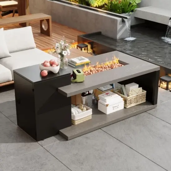 Famapy Patio Table Fire Pit Table Patio 50,000 BTU Propane Burner Fire Table : 2-in-1 Dining & Heating Safe and All Weather Use image {11}