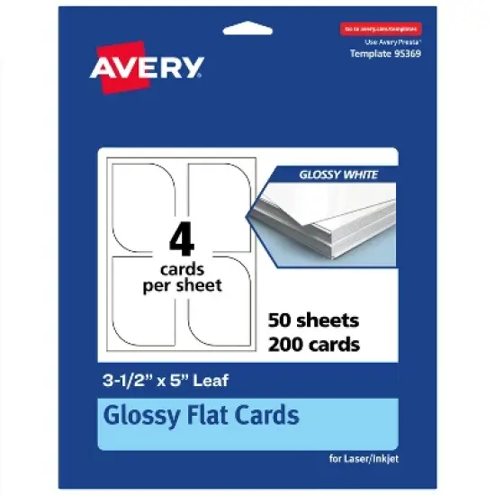 Avery Leaf Flat Cards, 3-1/2" x 5", Glossy White, 200 Total image {9}