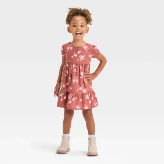 OshKosh B'gosh Toddler Girls' Floral Short Sleeve A-Line Dress - Brown image {2}