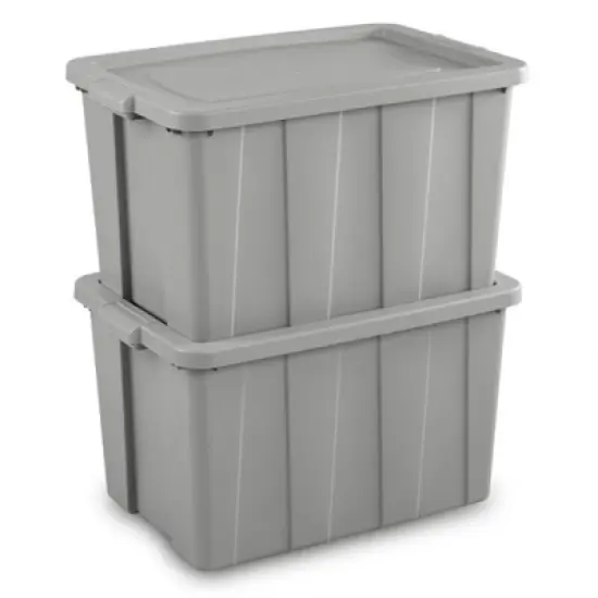 Sterilite Tuff1 30 Gallon Plastic Stackable Temperature and Impact Resilient Basement/Garage/Attic Storage Tote Container Bin with Lid, Gray (12 Pack) image {5}