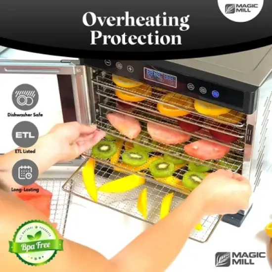 Magic Mill 11-Tray Jumbo Stainless Steel Food Dehydrator, Pro Model for Jerky, Fruit, Herbs image {6}