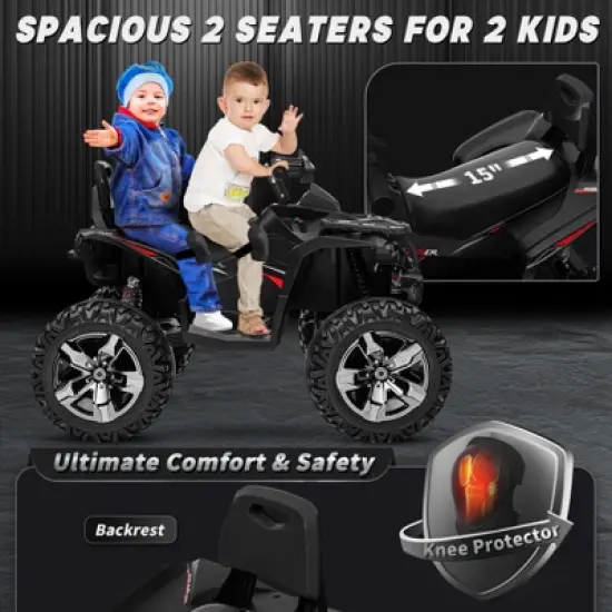 JOYRACER 24V Kids Ride-On ATV, 2-Seater 4-Wheeler Quad Electric Powerful Car w/ 800W Motor, Remote, High/Low Speed, Bluetooth/MP3 & LED for Big Kids image {3}