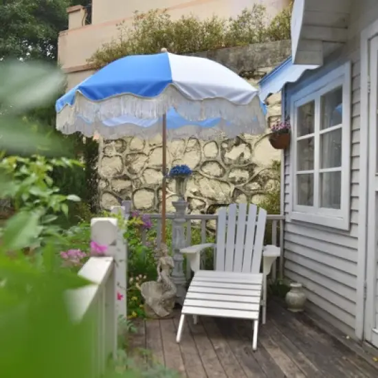 LAGarden 6 Ft Fringe Umbrella Replacement Canopy Top Cover Outdoor Patio Blue image {5}