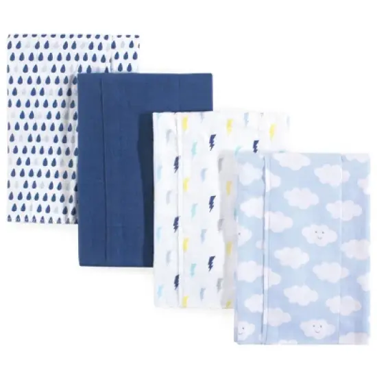 Luvable Friends Baby Boy Cotton Flannel Burp Cloths 4pk, Boy Clouds, One Size image {1}