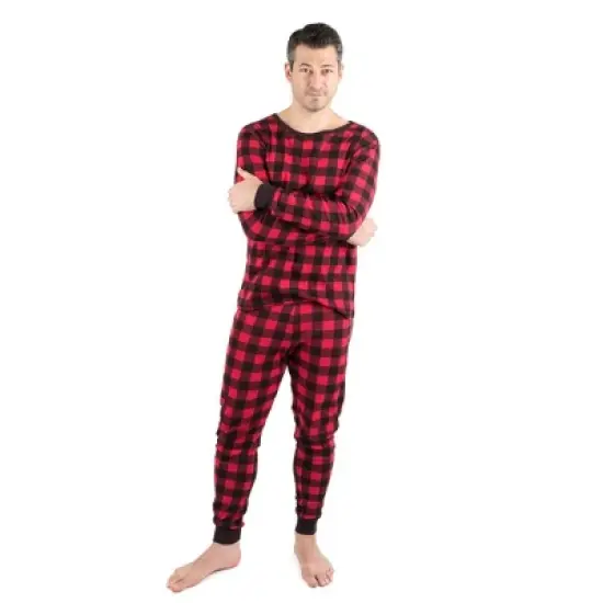Leveret Mens Two Piece Cotton Plaid Christmas Pajamas image {5}